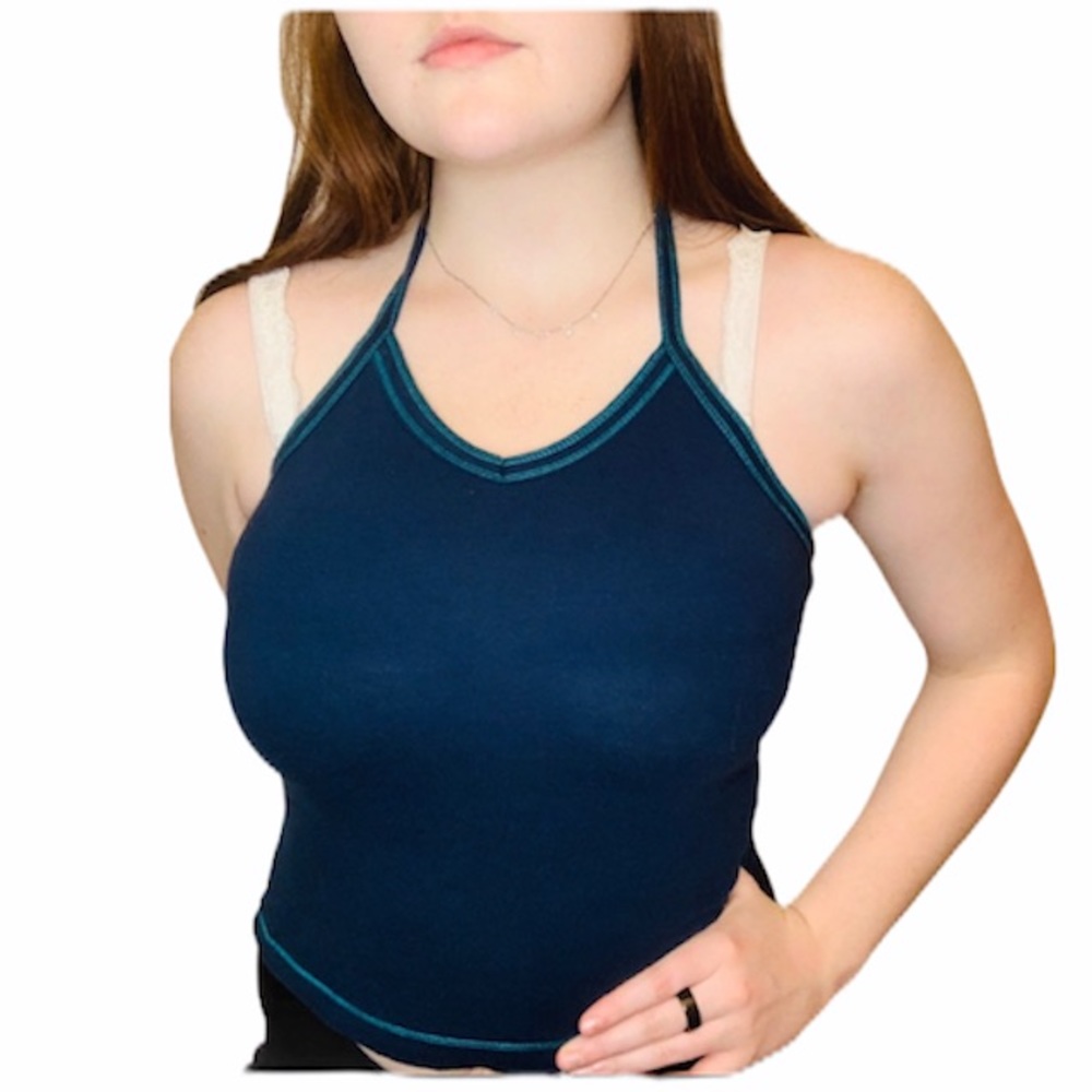 Old navy blue teal tight halter top